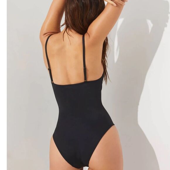 Andie Swim Amalfi One Piece Swimsuit Black size L NWT minimalist - Picture 2 of 7